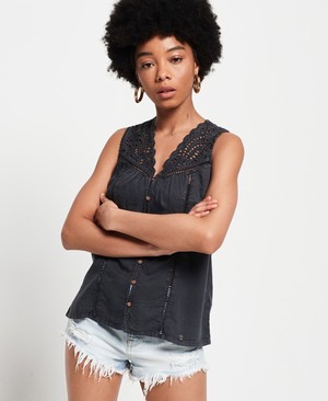 Superdry Robyn Sleeveless Női Ing Fekete | BCTUM9214